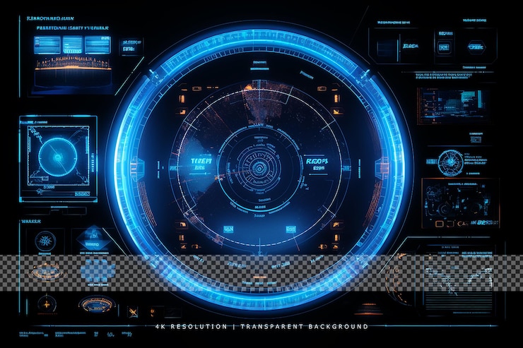 PSD ologramma dell'interfaccia scifi hud su sfondo trasparente