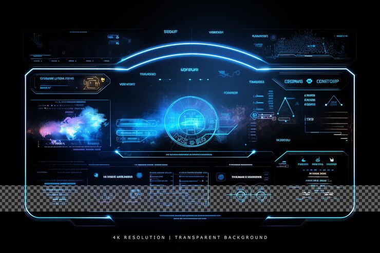 PSD ologramma dell'interfaccia scifi hud su sfondo trasparente