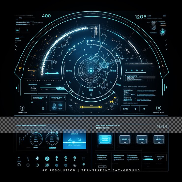 PSD ologramma dell'interfaccia scifi hud su sfondo trasparente