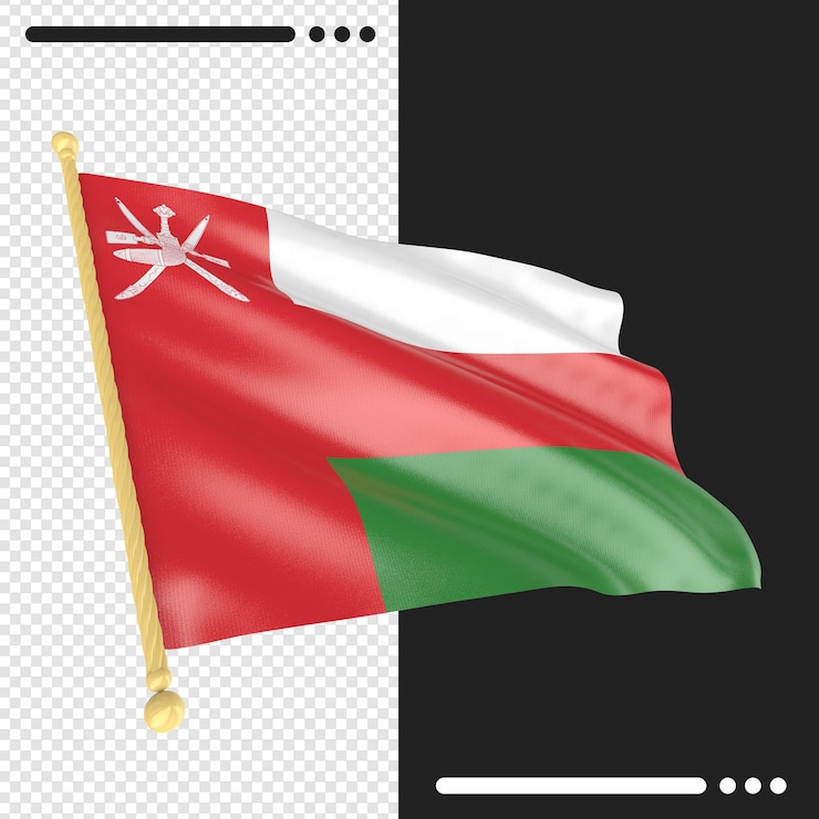 PSD oman flag 3d rendering isolated