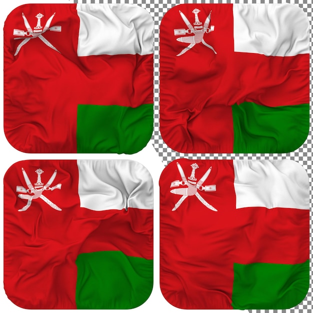 Oman Flag Squire Shape Isolated Different Waving Style Bump Texture 3D Rendering