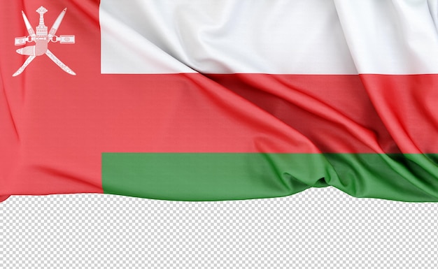 PSD oman-flagge auf weißem hintergrund mit kopierraum unterhalb der 3d-rendering