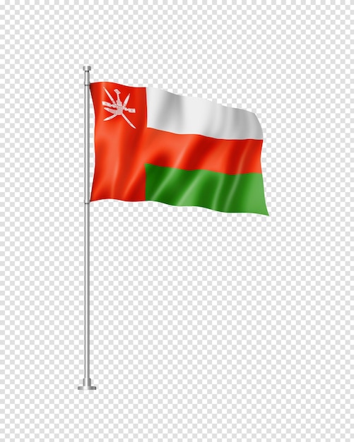 PSD oman-flagge isoliert auf weiß