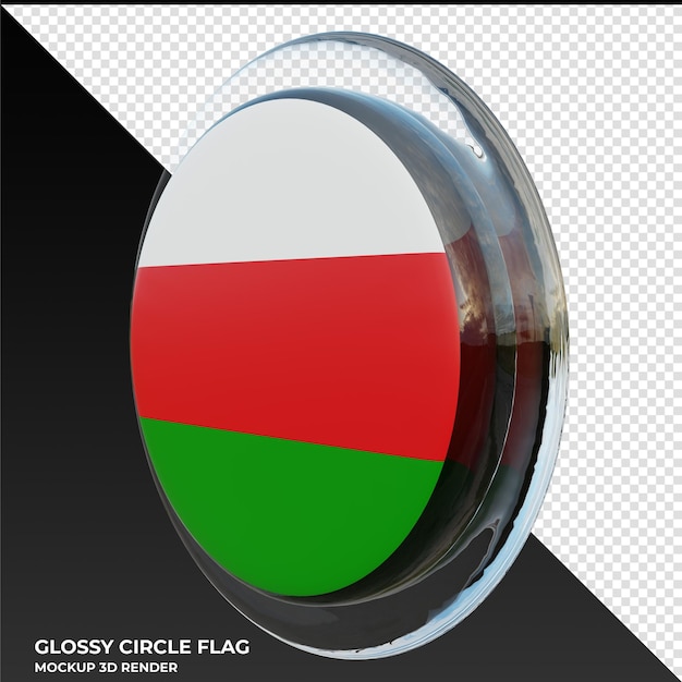 Oman0002 Bandera de círculo brillante con textura 3d realista