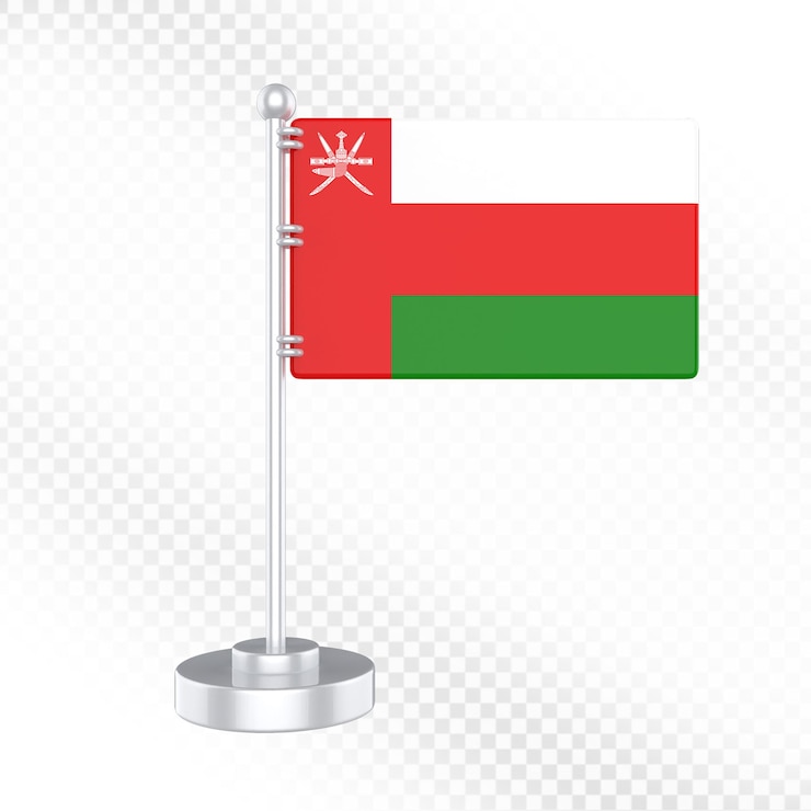 PSD omans flag on a small metal stand