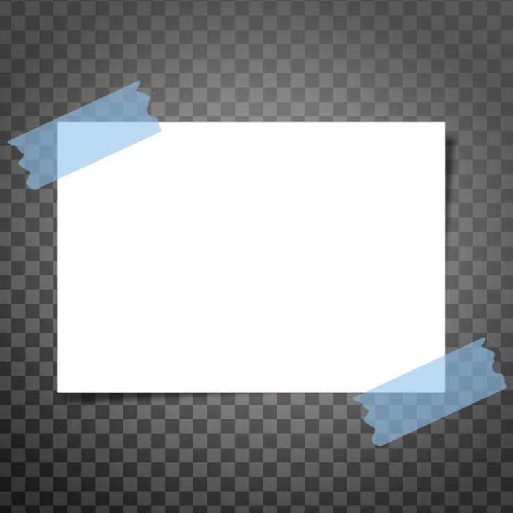 PSD des ombres douces et du scotch bleu isolés sur un fond de papier blanc