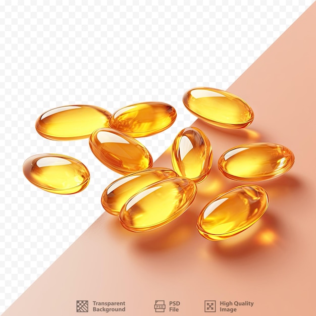 PSD omega-3-gelkapseln aus lebertran auf transparentem hintergrund