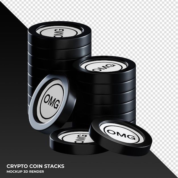 OMG Network OMG coin stacks cryptocurrency 3D Render ilustración