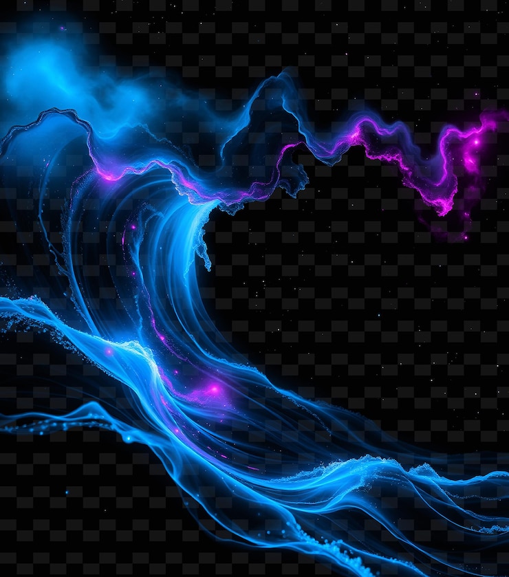 PSD una onda azul de luz sobre un fondo negro