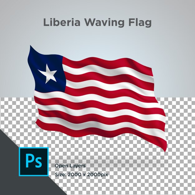 Onda de la bandera de Liberia PSD transparente