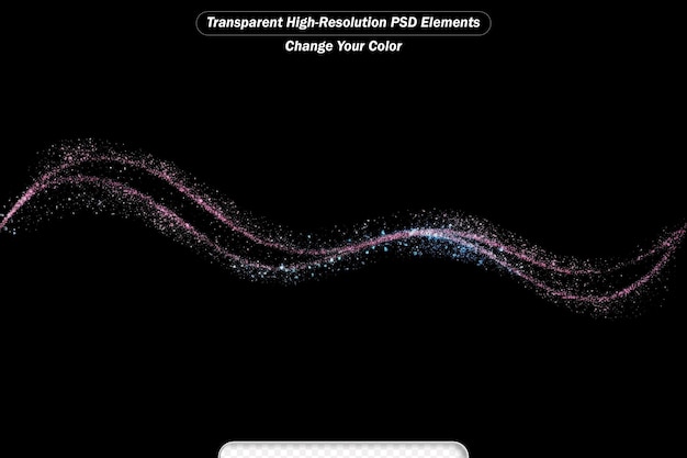 PSD la onda de brillo azul y púrpura del rastro del cometa el rastro del polvo estelar las partículas brillantes en la transparente