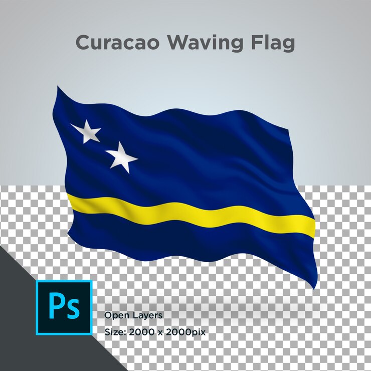 PSD onda de bandeira de curaçao psd transparente