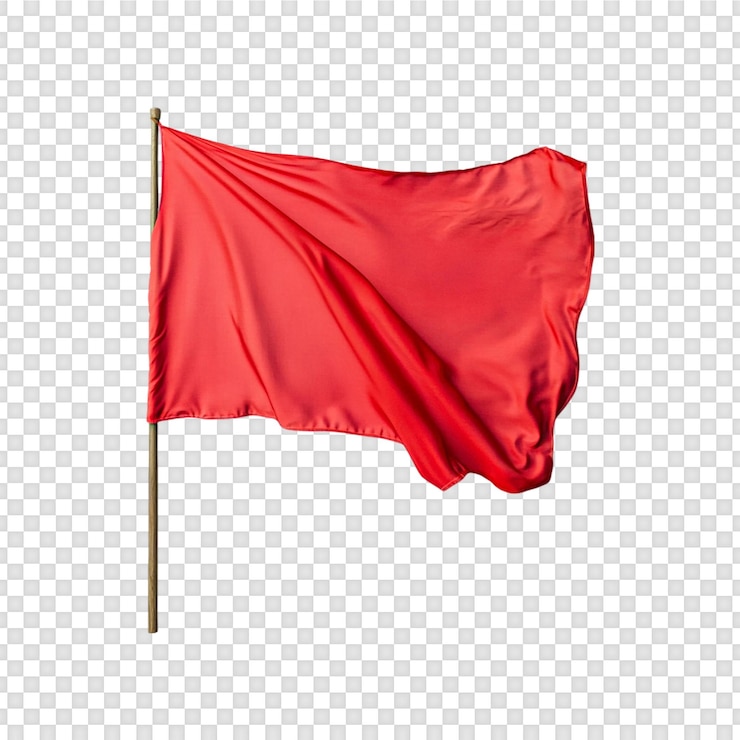 PSD onda de bandeira vermelha isolada em fundo transparente