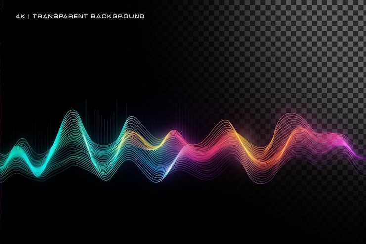 PSD onda de sonido de color abstracto sobre fondo transparente