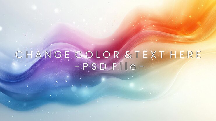 PSD ondas abstractas y coloridas con un gradiente suave y chispas que crean una atmósfera serena