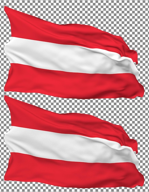 Ondas de bandera de Austria aisladas en textura plana y rugosa con fondo transparente Representación 3D