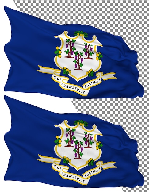 Ondas de bandera del estado de connecticut aisladas en renderizado 3d de textura de relieve simple