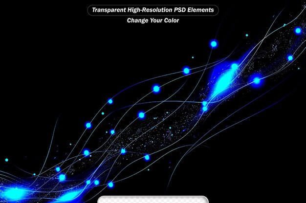 PSD ondas brillantes con efecto de luz aisladas en un fondo negro