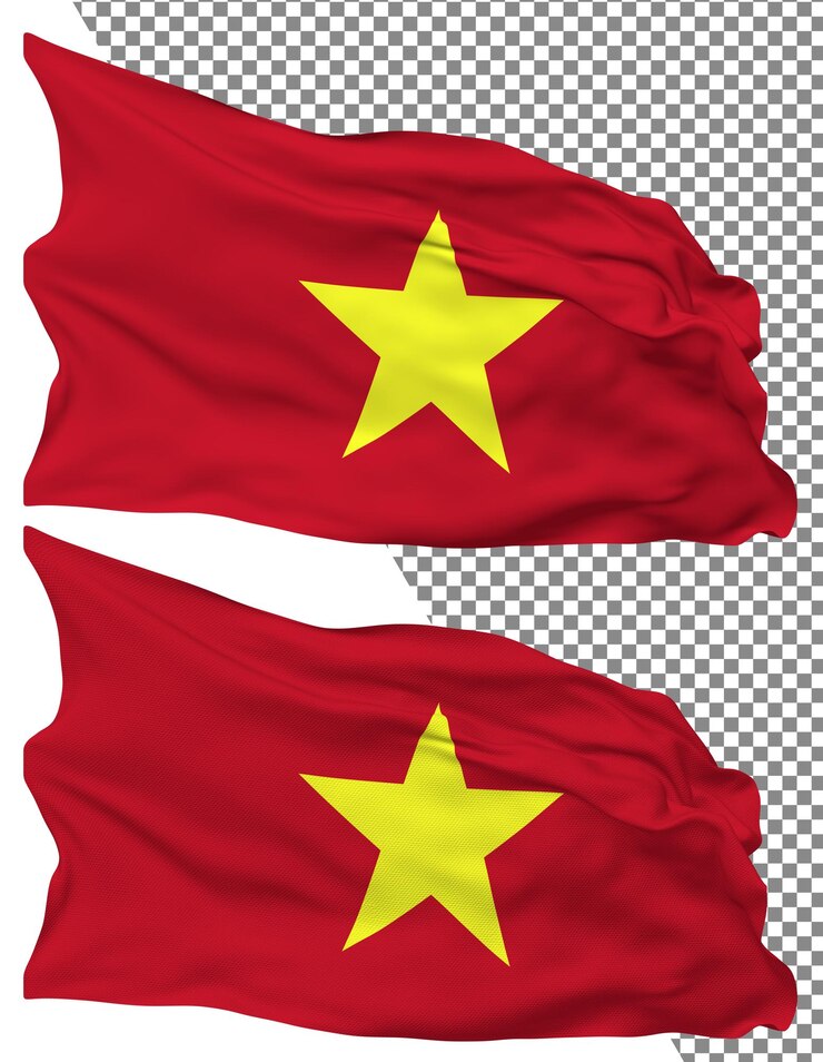 PSD ondas da bandeira do vietnã isoladas em textura lisa e saliente com fundo transparente renderização em 3d