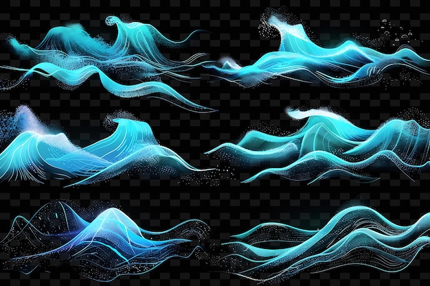 Ondas de neon glowing crashing wave texture efeito de colagem com arte de decoração de fundo de forma de textura y2k