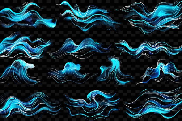 Ondas de neon glowing crashing wave texture efeito de colagem com arte de decoração de fundo de forma de textura y2k