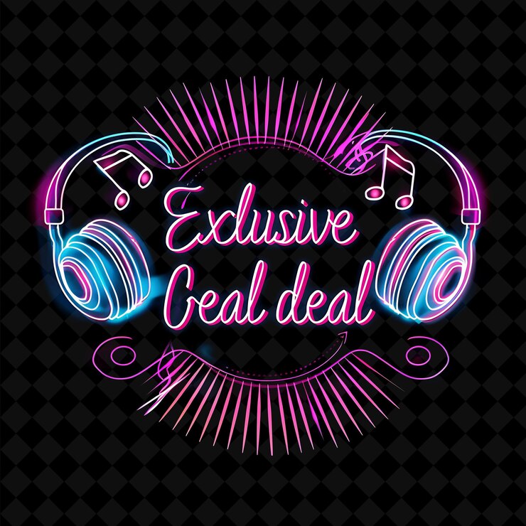 PSD ondas de neon pulsantes de ofertas exclusivas texto com neon magent png y2k desenhos decorativos de postagem de venda