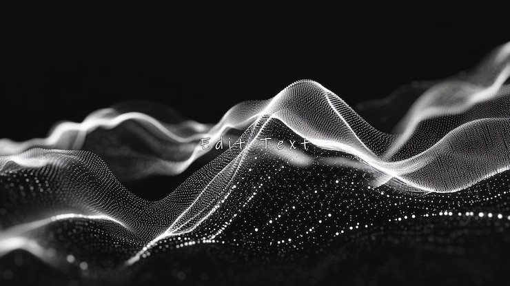PSD ondas digitales blancas abstractas sobre un fondo negro