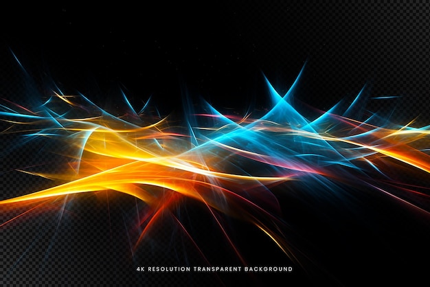 Ondas de humo abstractas y coloridas en un fondo transparente