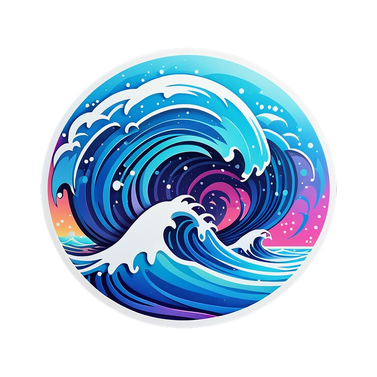 PSD las ondas láser del mar sticker decal