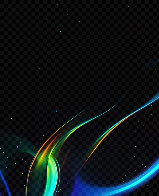 ondas de luz azul y verde sobre un fondo transparente