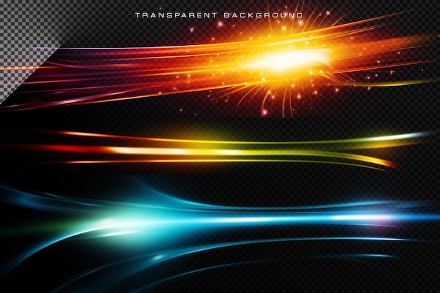 Ondas de luz Beam VFX Efectos especiales en fondo transparente
