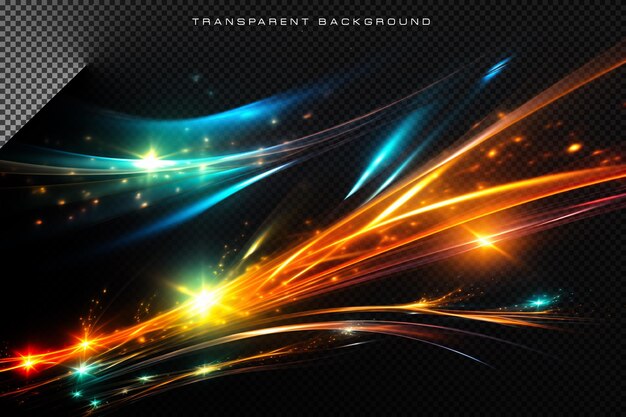 Ondas de luz Beam VFX Efectos especiales en fondo transparente