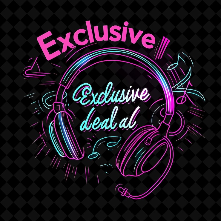 PSD ondas de neón pulsantes de ofertas exclusivas texto con neon magent png y2k diseños decorativos de puestos de venta