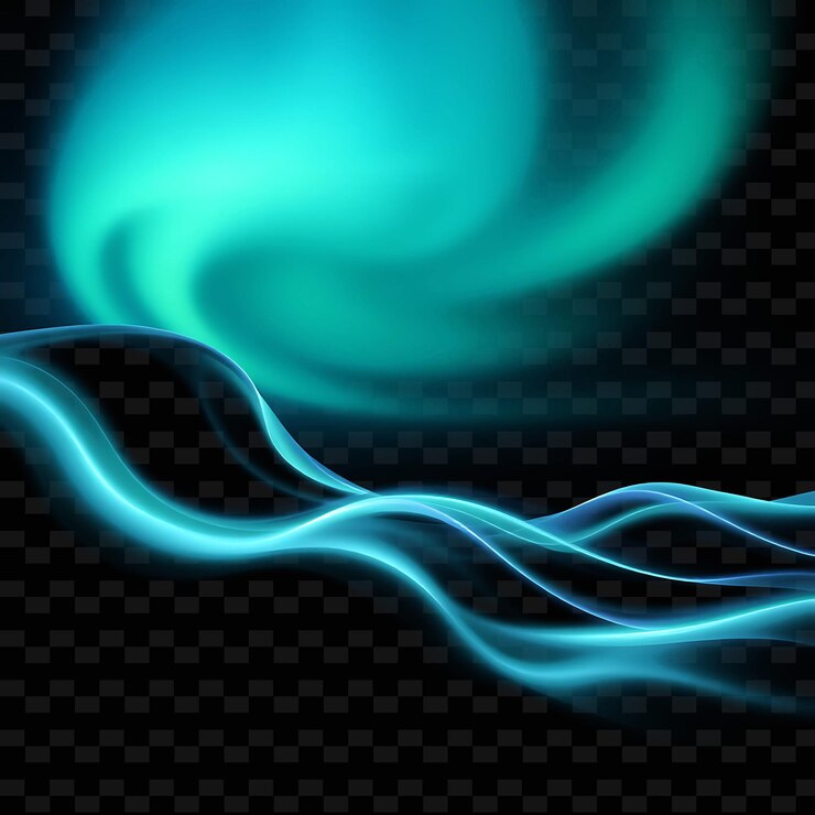 PSD ondas ondulantes de luz que rodan a través del cielo gl y2k neon inspirado en la luz textureo