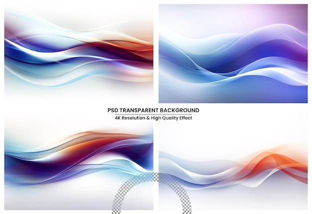 PSD onde lumineuse colorée sur fond blanc transparent