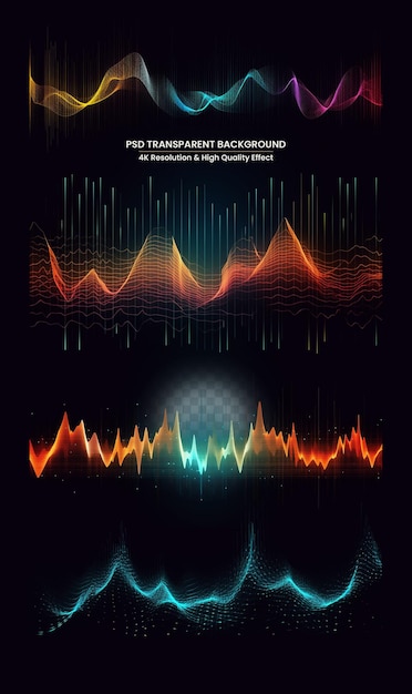 Onde sonore della musica Tecnologia dell'equalizzatore audio impulso musicale Sfondo trasparente