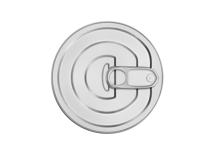 PSD one closed tin can transparent background top view