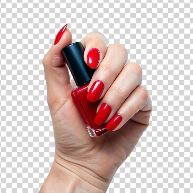 PSD l'ongle rouge de la main isolé sur un fond transparent