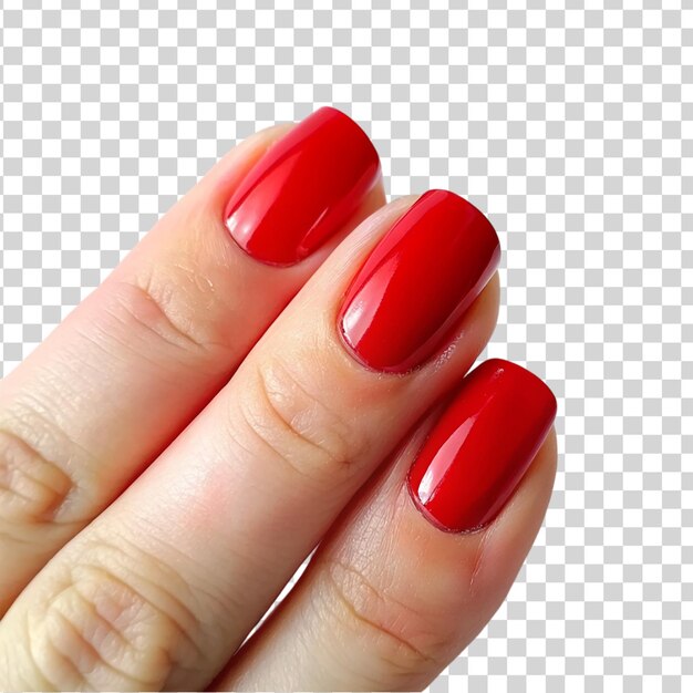 PSD l'ongle rouge de la main isolé sur un fond transparent