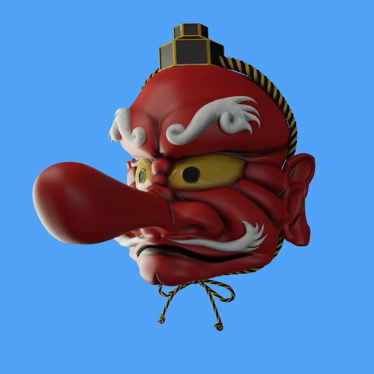 PSD oni de máscara de renderizado de objetos 3d