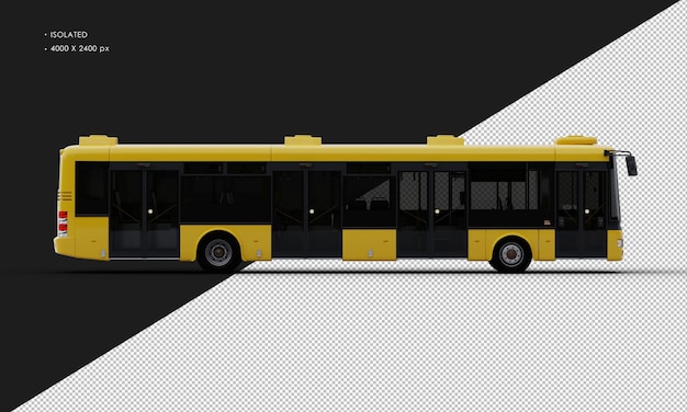 PSD Ônibus amarelo realista isolado da vista lateral direita