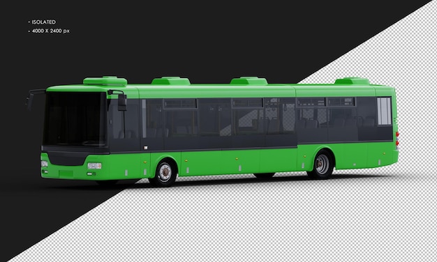 PSD Ônibus verde realista isolado da vista frontal esquerda