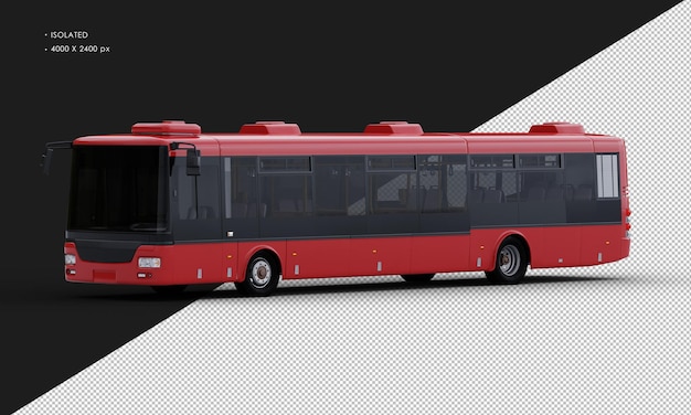 PSD Ônibus vermelho realista isolado da vista frontal esquerda