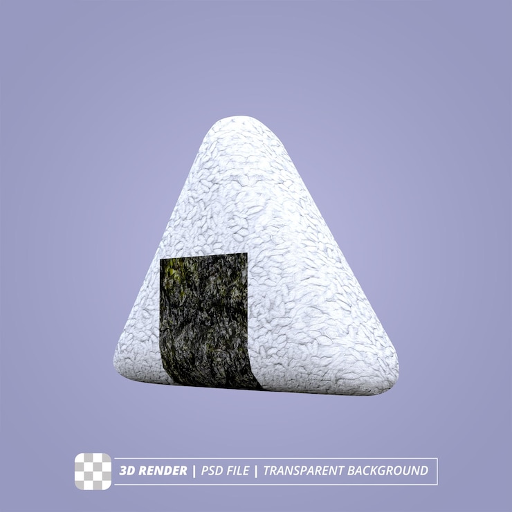 PSD onigiri 3d render imágenes aisladas