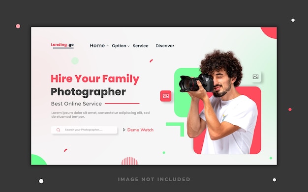 Online-einstellung familienfotograf web landing page template design