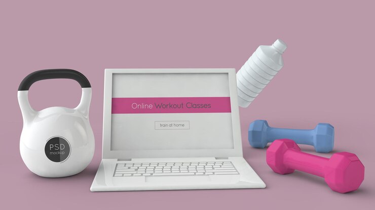 Online-Fitnesstraining und 3D-Rendering zu Hause