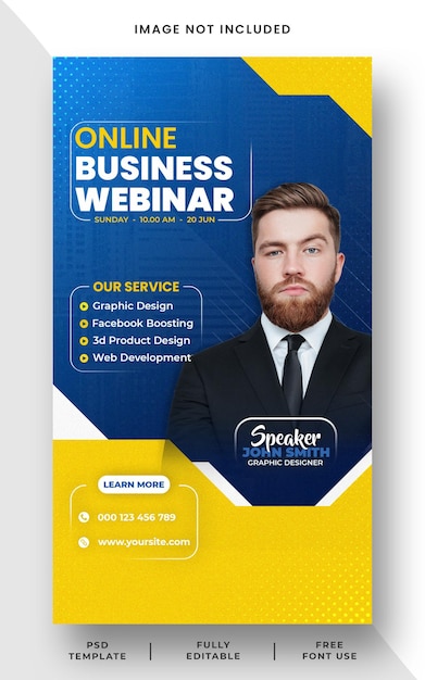 Online-Geschäfts-Webinar-Promozion mit Sprecher Instagram-Geschichte-Banner-Vorlage