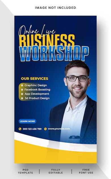Online-Geschäftsworkshop Soziale Medien Instagram Story Banner Vorlage