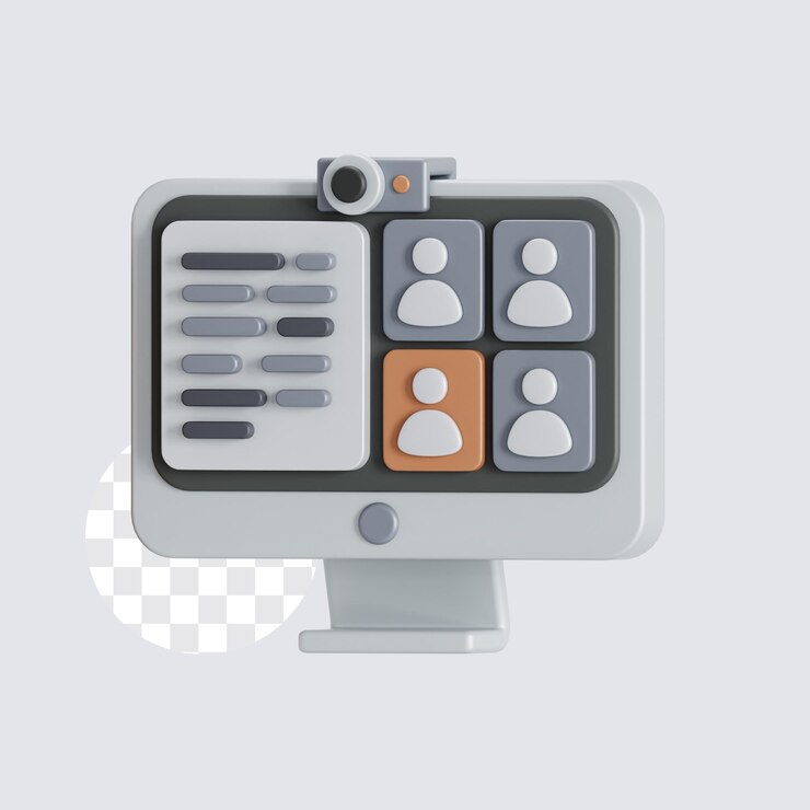 PSD online interview 3d illustration