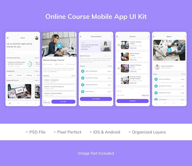 PSD online-kurs mobile app ui kit